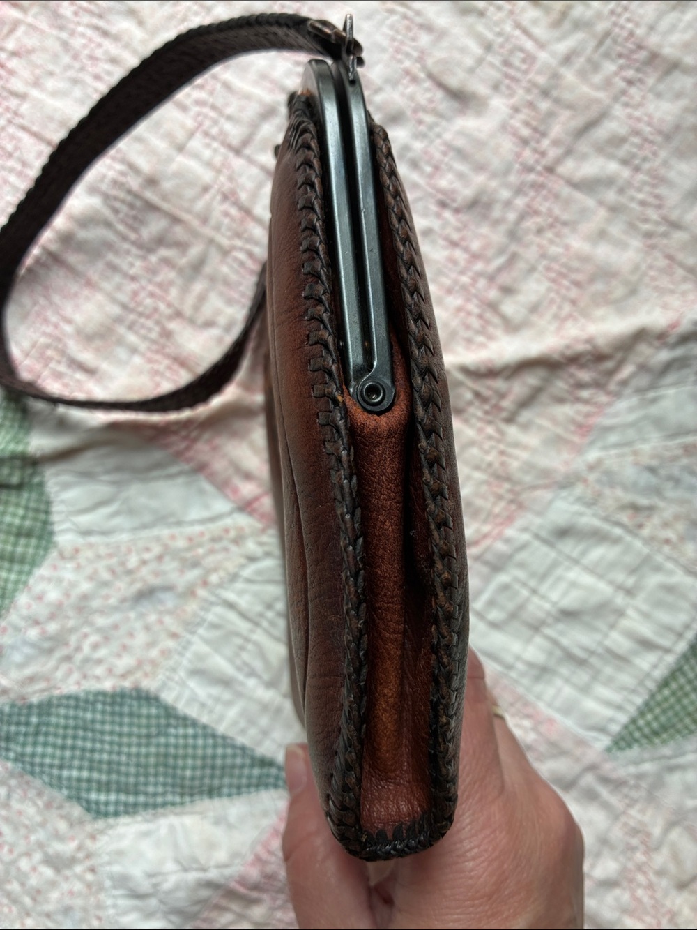 Antique Rare Early 1900s Leather Nacona Purse Art Nouveau As Is - Picture 12 of 13